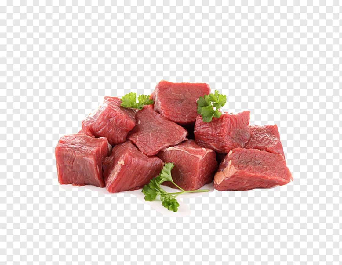 Raw Cubed Meat
