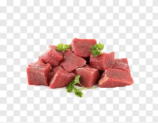 Raw Cubed Meat