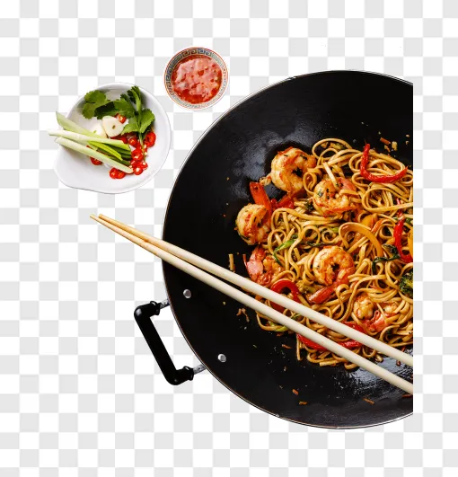 Shrimp Noodles On A Plate
