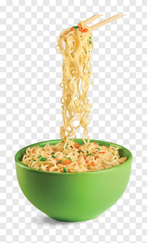 Vegetable Noodles On A Plate Stretched With Chopsticks