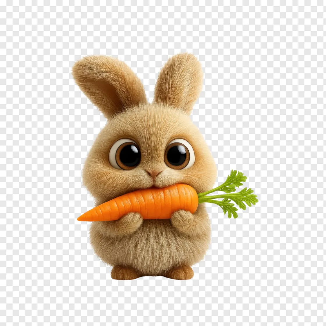 Cute Bunny Holding Carrot