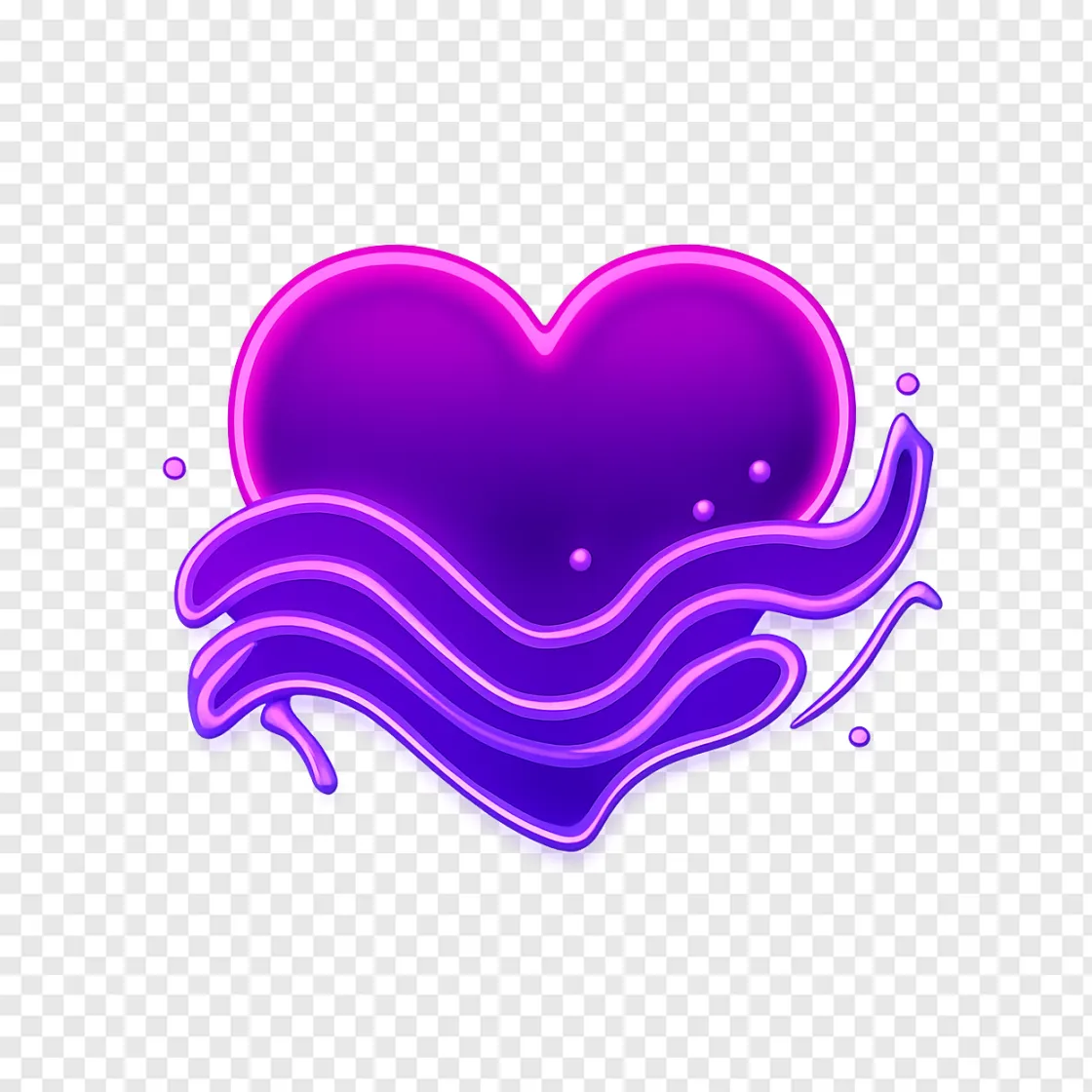 Neon Heart Flow PNG Transparent Image