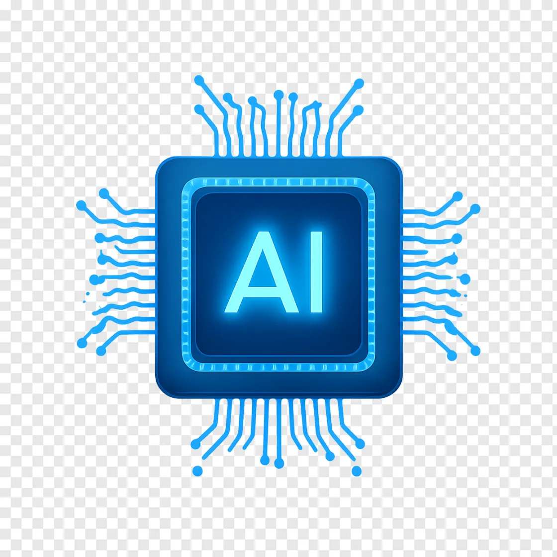 Futuristic AI Microchip PNG Transparent Image