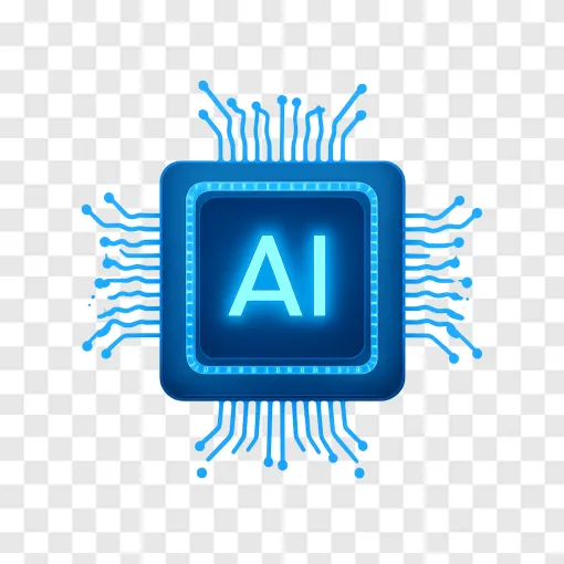 Futuristic AI Microchip PNG Transparent Image