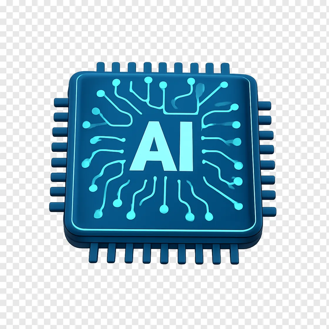 Futuristic AI Microchip PNG Transparent Image