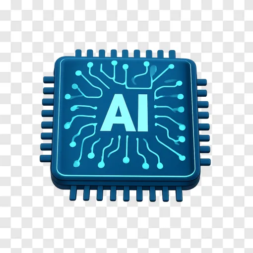 Futuristic AI Microchip PNG Transparent Image