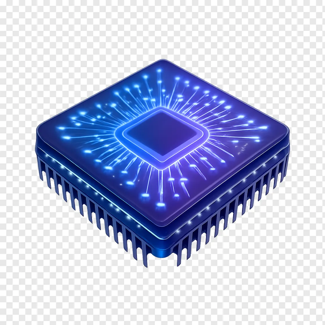 Futuristic AI Microchip PNG Transparent Image