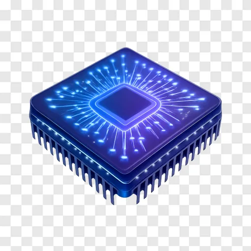 Futuristic AI Microchip PNG Transparent Image