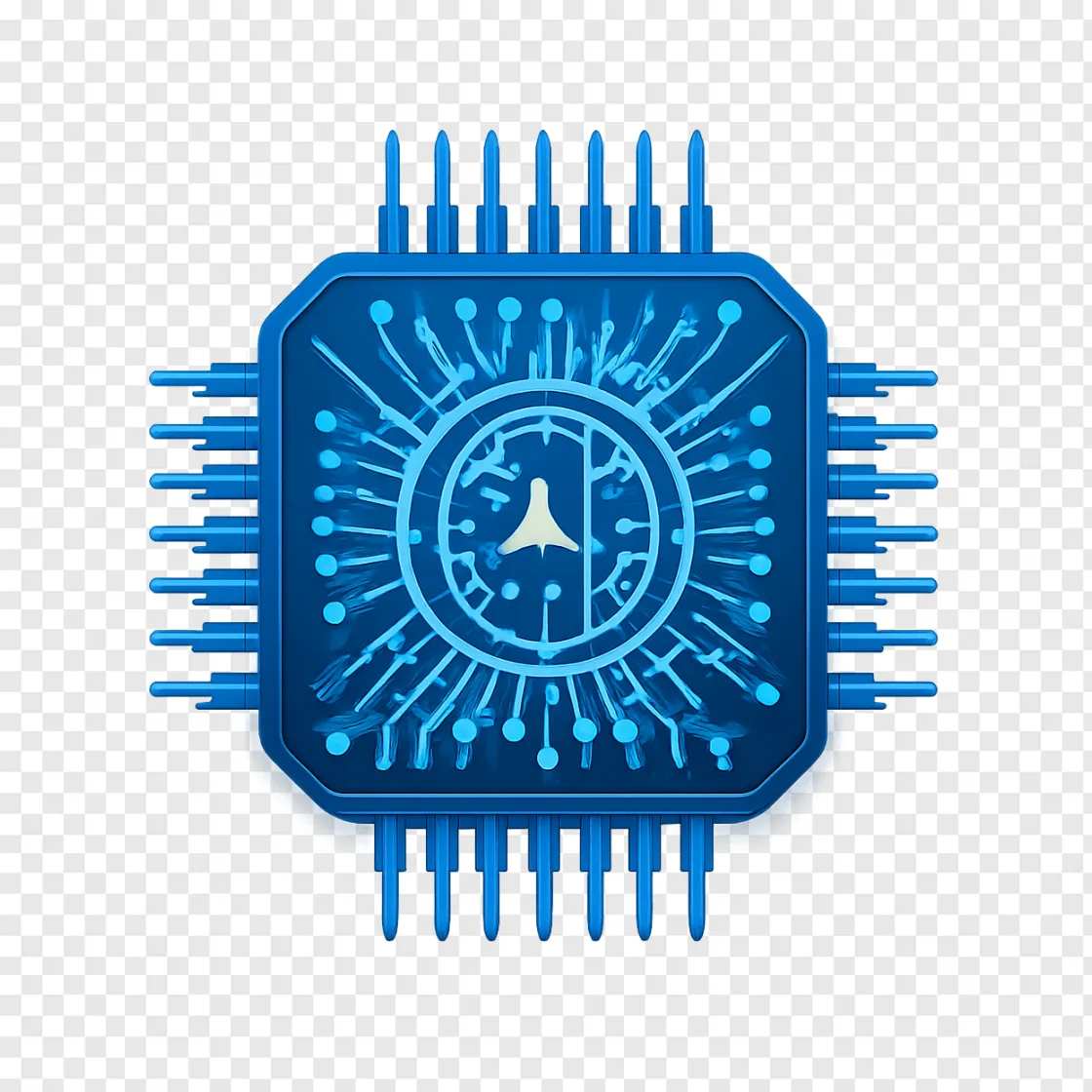 Glowing AI Microchip PNG Transparent Background
