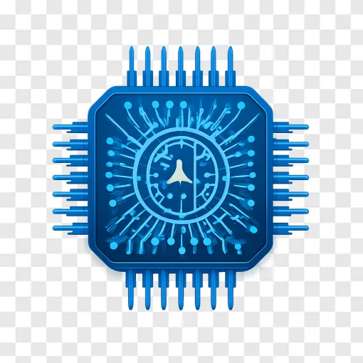 Glowing AI Microchip PNG Transparent Background