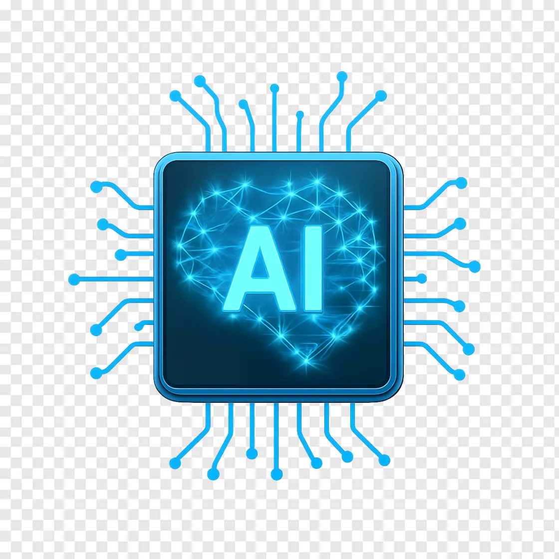 Futuristic AI Microchip PNG Transparent Image