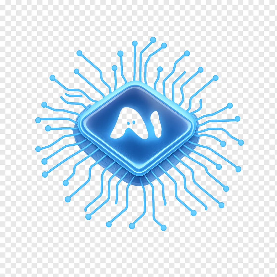Futuristic AI Microchip PNG Transparent Image