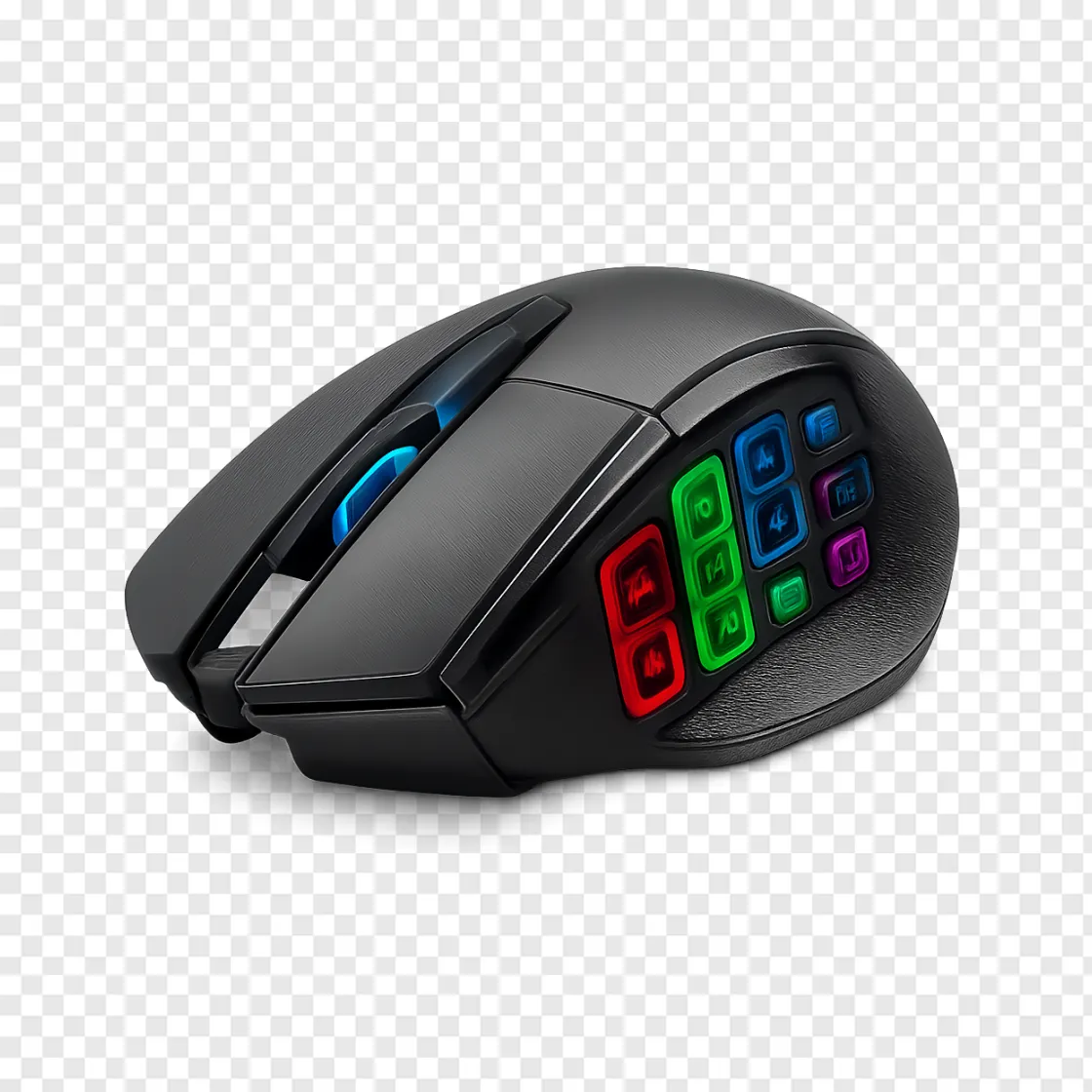 RGB Gaming Mouse PNG Transparent Background