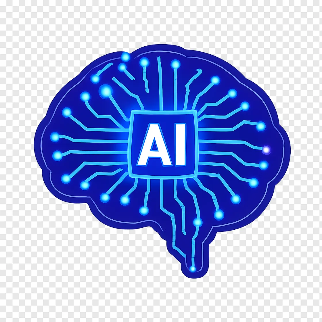 Futuristic AI Brain PNG Transparent Image
