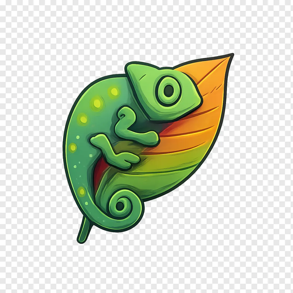 Cute Stealth Chameleon PNG Transparent Image