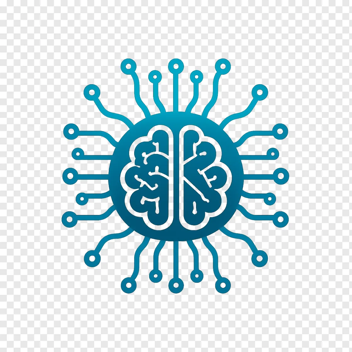 Futuristic AI Brain PNG Transparent Background