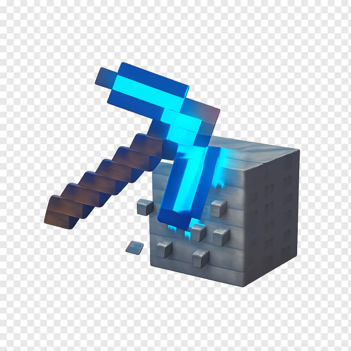 Minecraft Pickaxe Transparent PNG For Gaming Designers