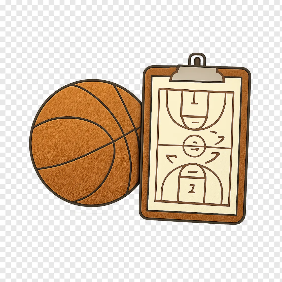 Vintage Basketball And Coaching Clipboard PNG