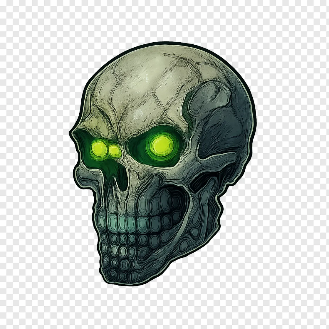 Neon Zombie Skull PNG Gaming Graphic For Streamers