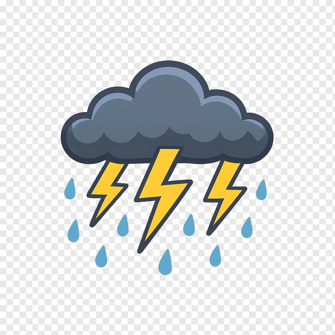 Severe Weather Storm Cloud With Lightning PNG