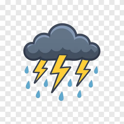 Severe Weather Storm Cloud With Lightning PNG