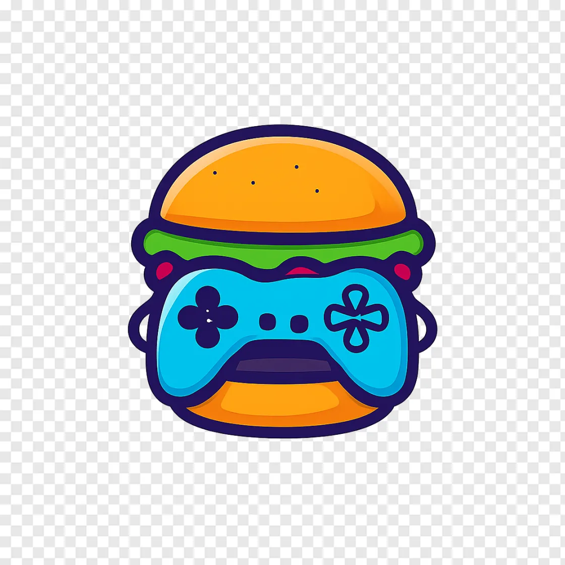 Stylized Gaming Burger PNG Transparent Background