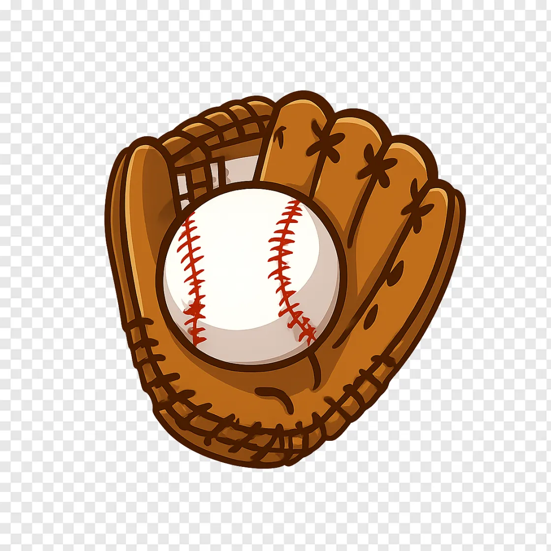 Classic Baseball With Glove PNG Transparent Image