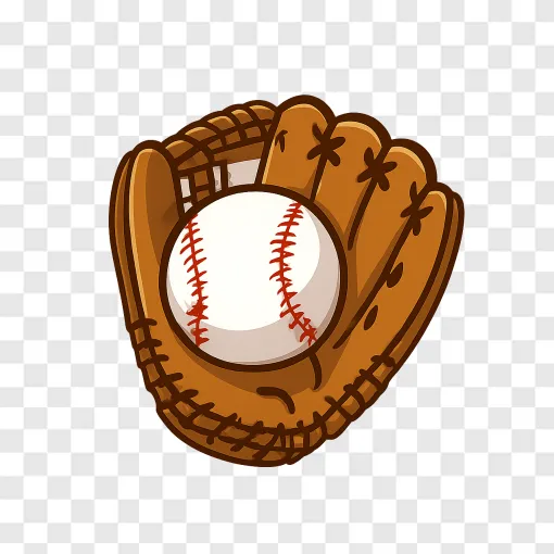 Classic Baseball With Glove PNG Transparent Image