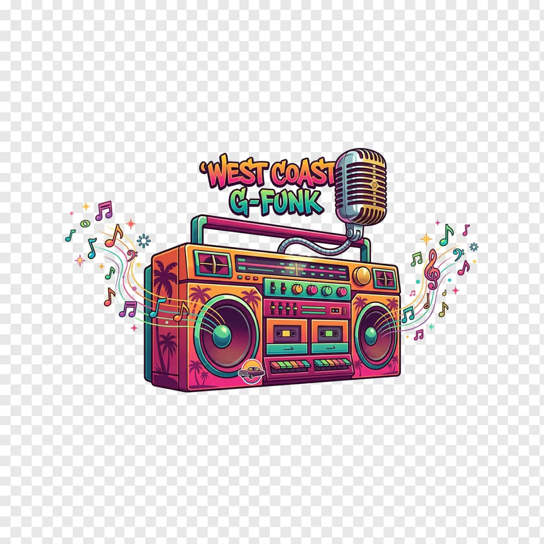 Retro Hip Hop Boombox PNG Graphic