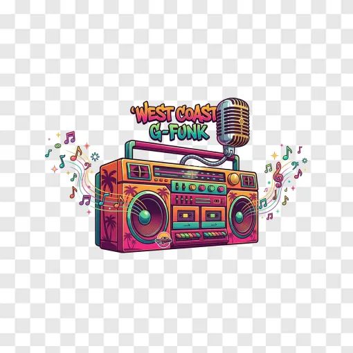 Retro Hip Hop Boombox PNG Graphic