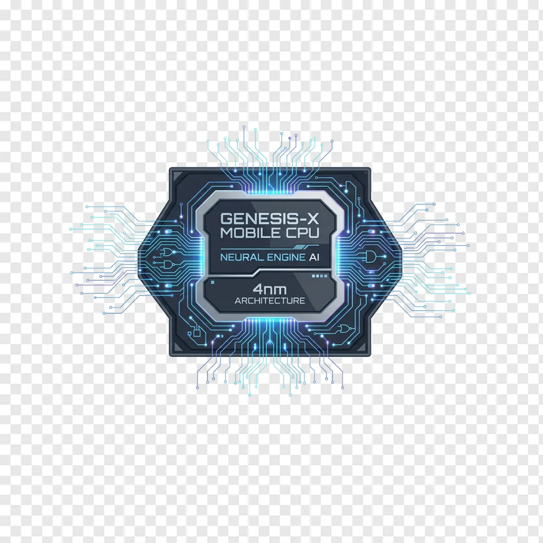 Futuristic Smartphone Microchip PNG