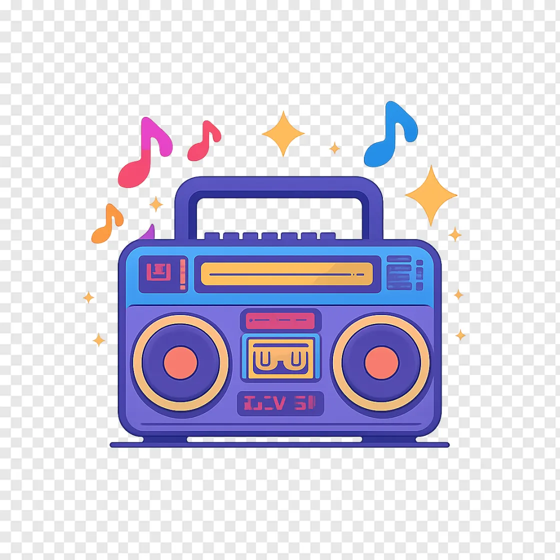 Retro Music Boombox PNG Design