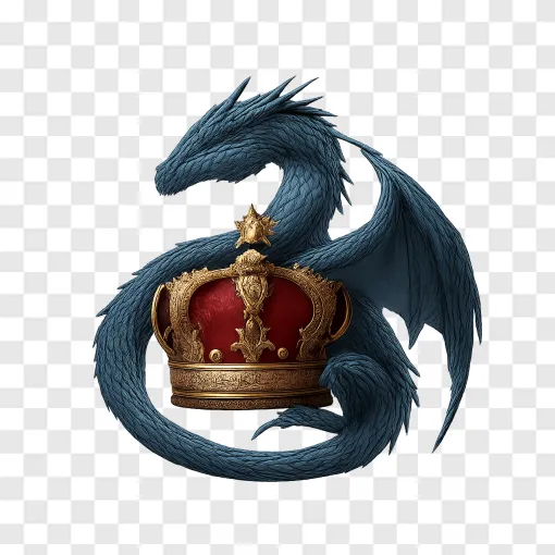 Fantasy Dragon With Crown PNG