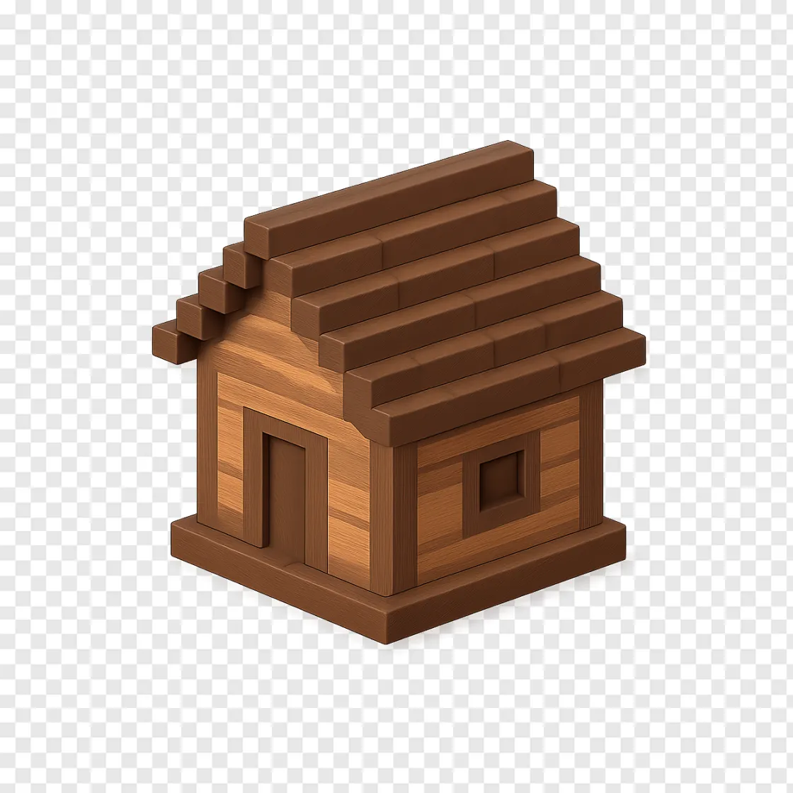 Retro Block House PNG Image