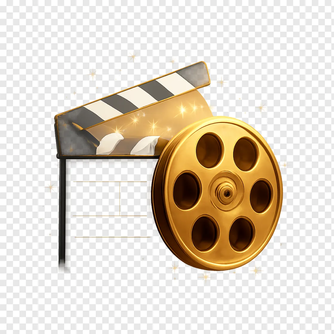 Movie Clapperboard And Film Reel PNG Transparent Background