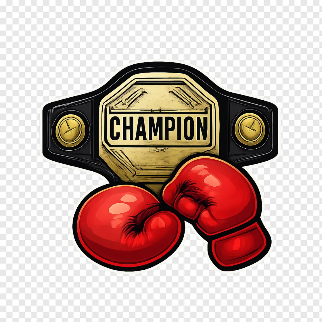 UFC Championship Belt And Gloves PNG Graphic