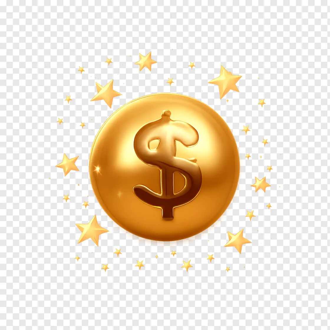 Golden Lottery Ball PNG Transparent Background