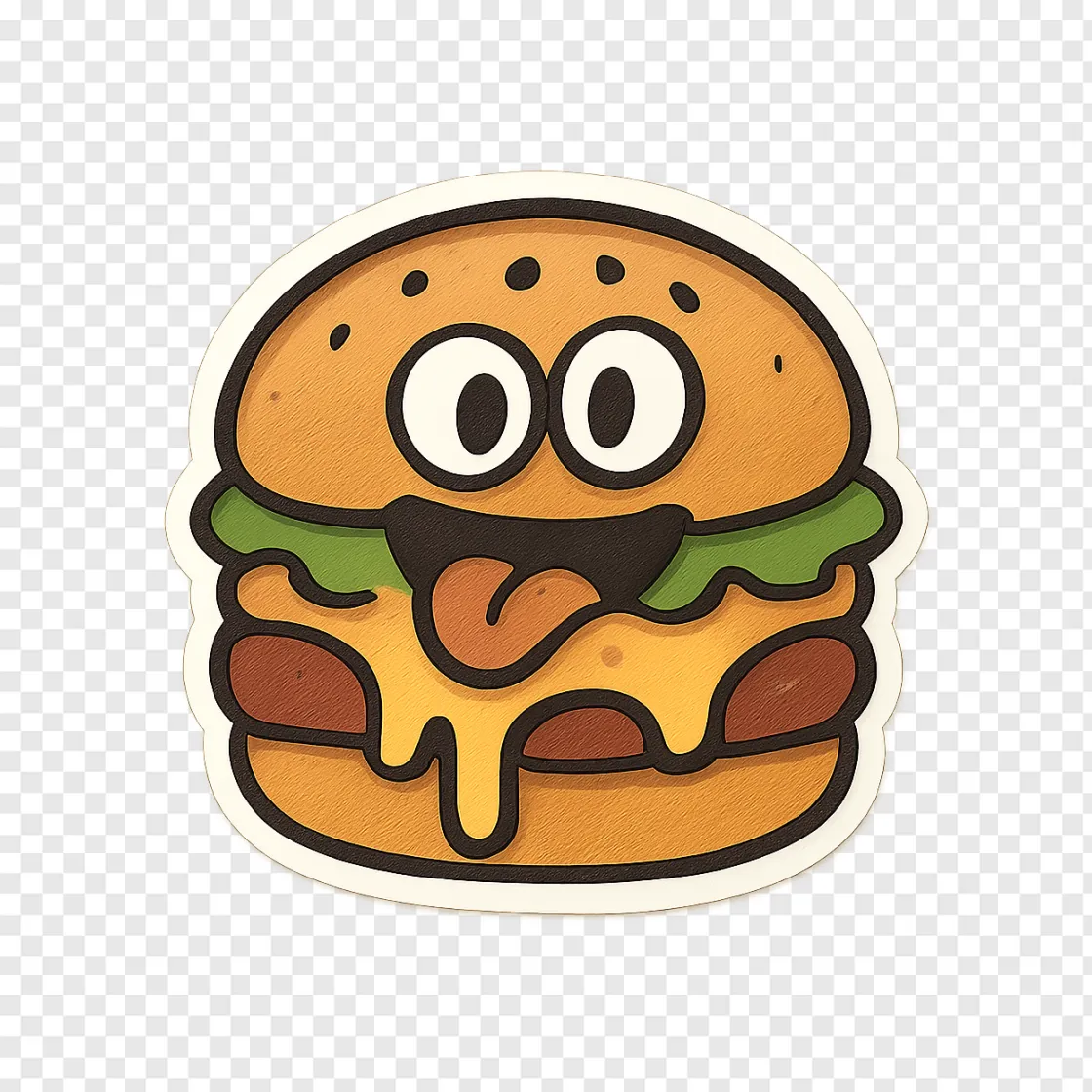 Quirky Cartoon Burger PNG Transparent Image