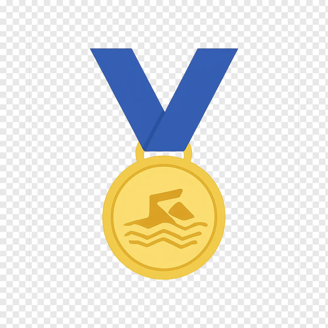 Gold Swimming Medal PNG Transparent Background