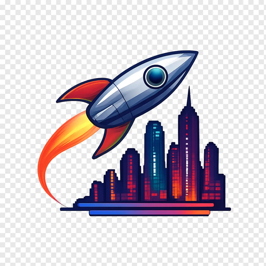 Retro Futuristic Rocket Ship PNG Transparent Image