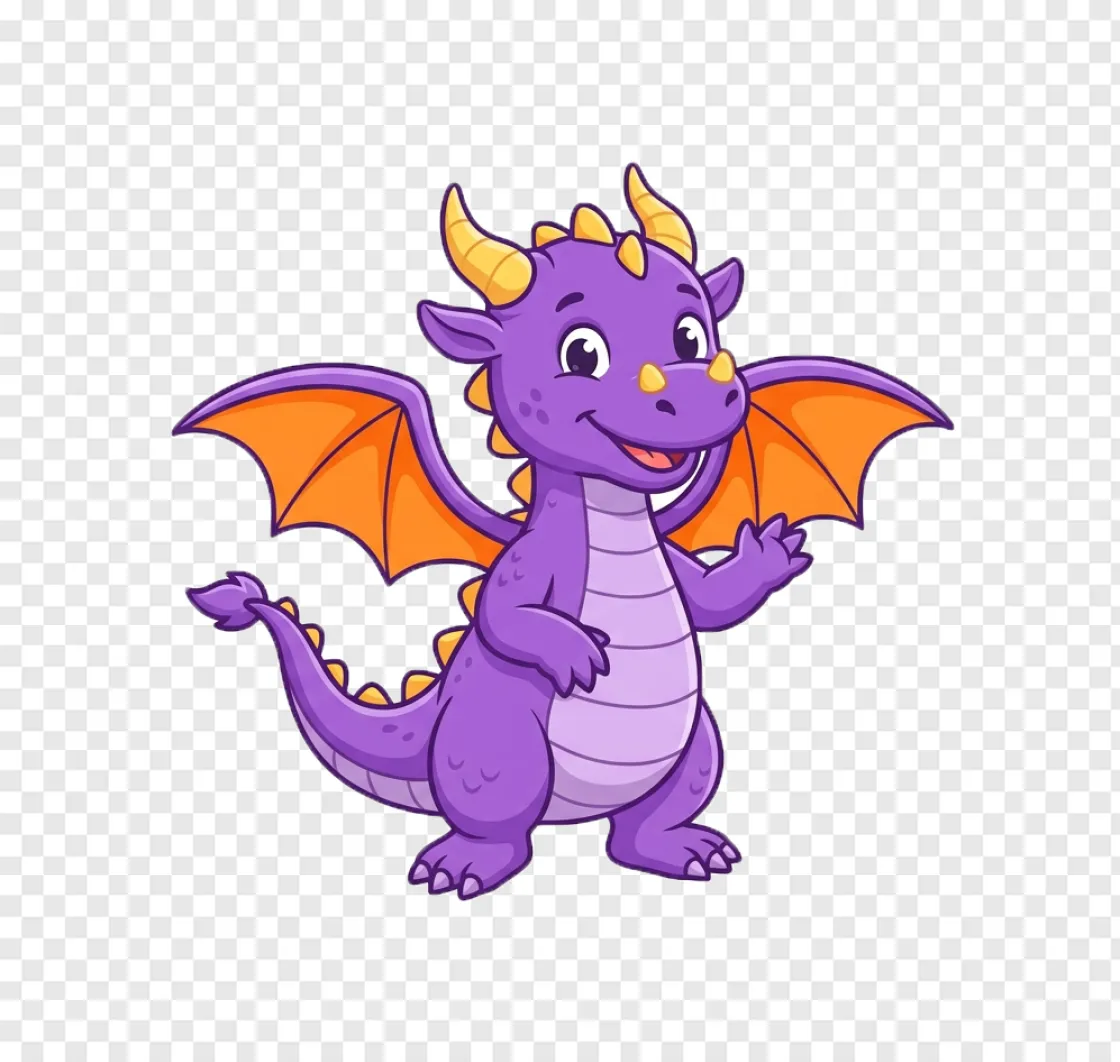 Purple Dragon Mascot PNG