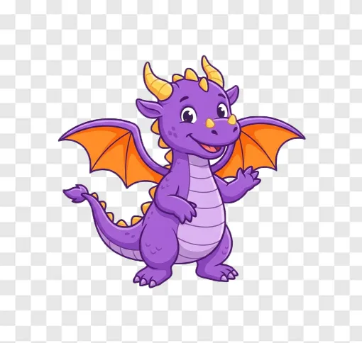 Purple Dragon Mascot PNG