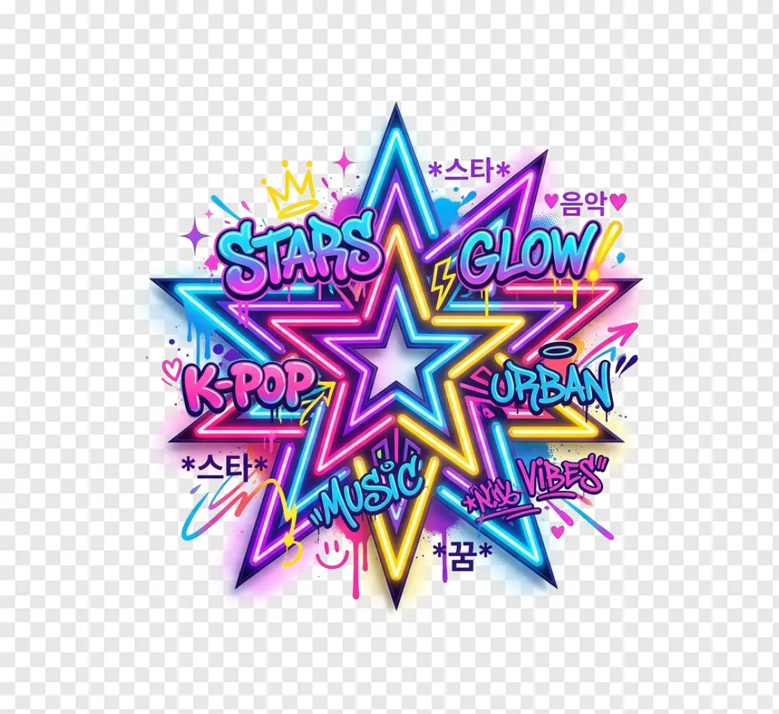 Neon Star PNG - Edgy Glowing Aesthetic Graphic