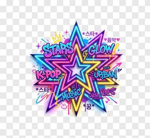 Neon Star PNG - Edgy Glowing Aesthetic Graphic