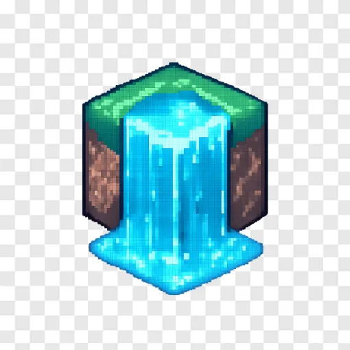 Minecraft Waterfall PNG Transparent Background