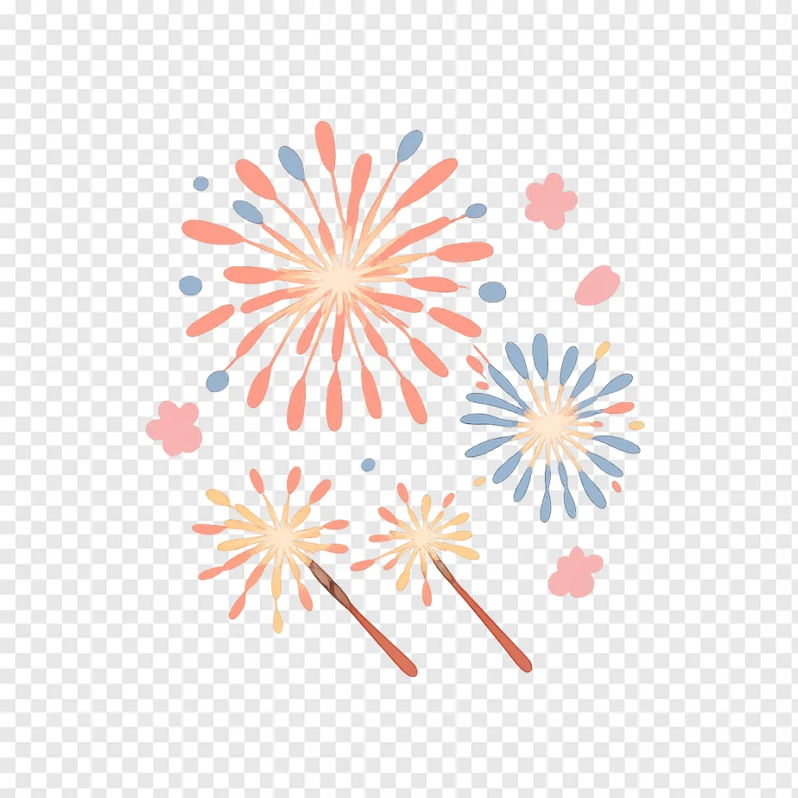 Japanese Summer Fireworks PNG Transparent Image