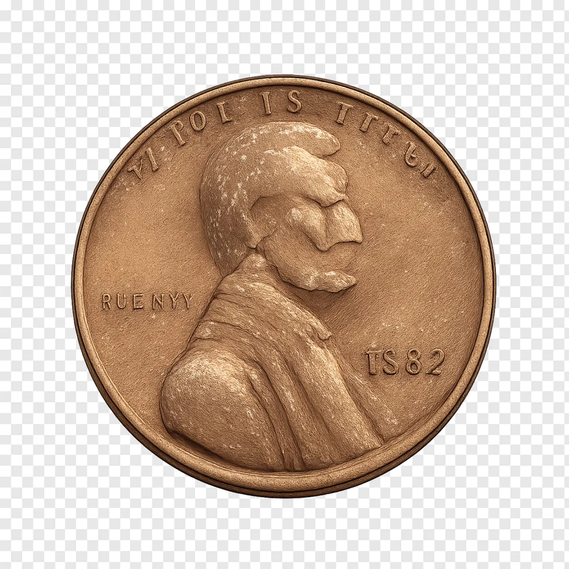 1982 Penny Coin PNG Transparent Background