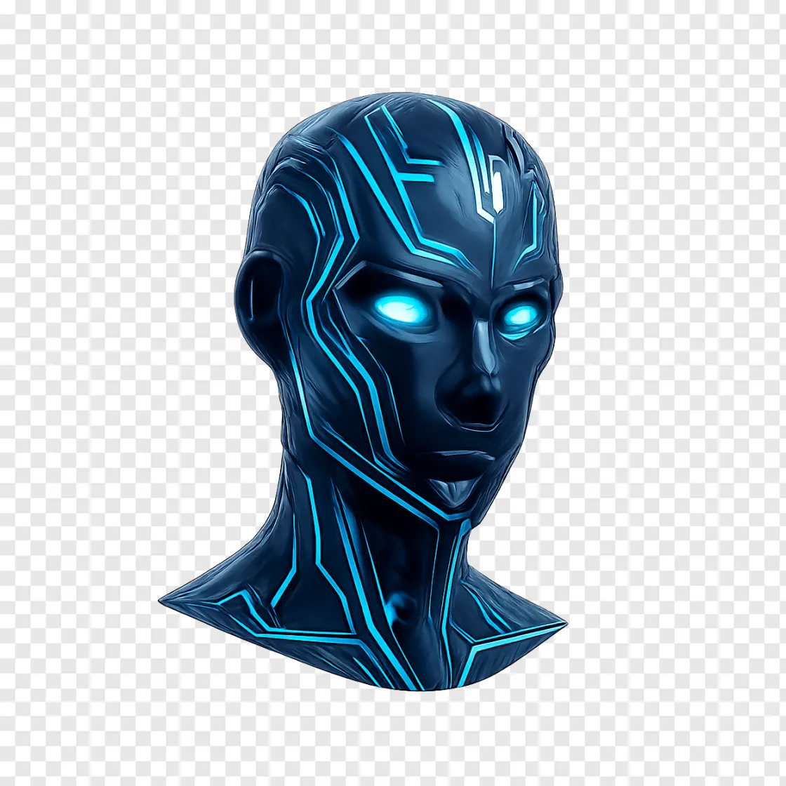 Futuristic Android Robot Head PNG