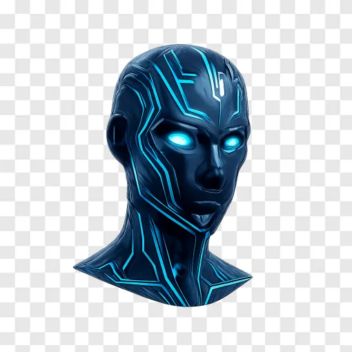 Futuristic Android Robot Head PNG