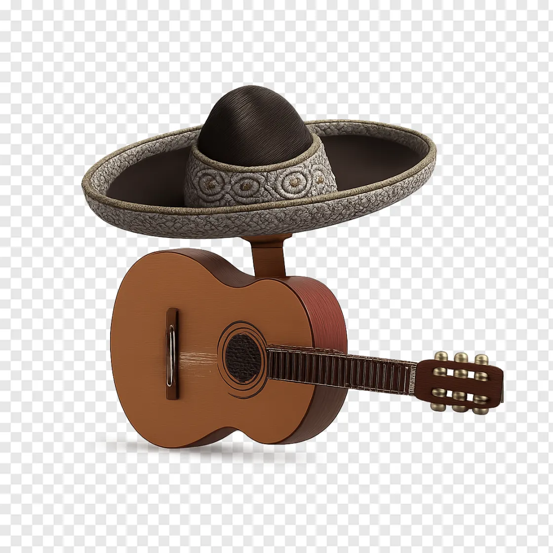 Mexican Ranchera Guitar And Hat PNG